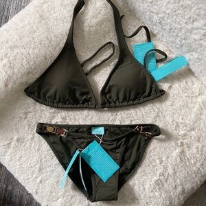 Melissa Odabash Athens Halterneck Bikini in Olive